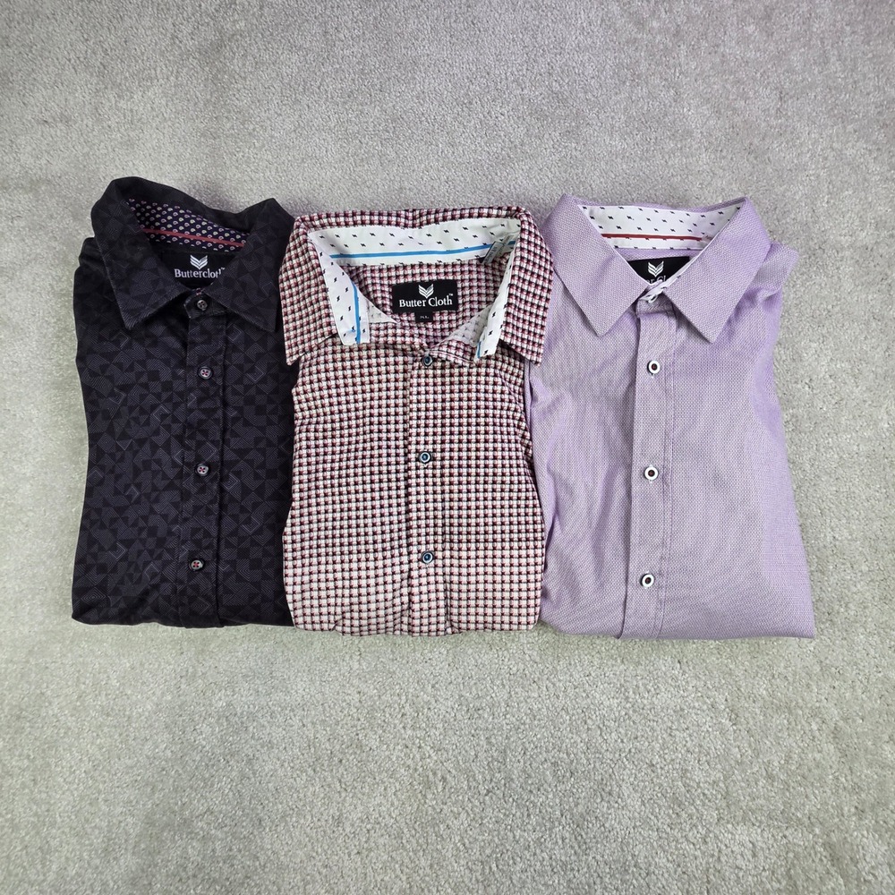 Butter‎ Cloth Shirts Mens XL Regular Fit Long Sleeve Preppy Office - Lot of 3